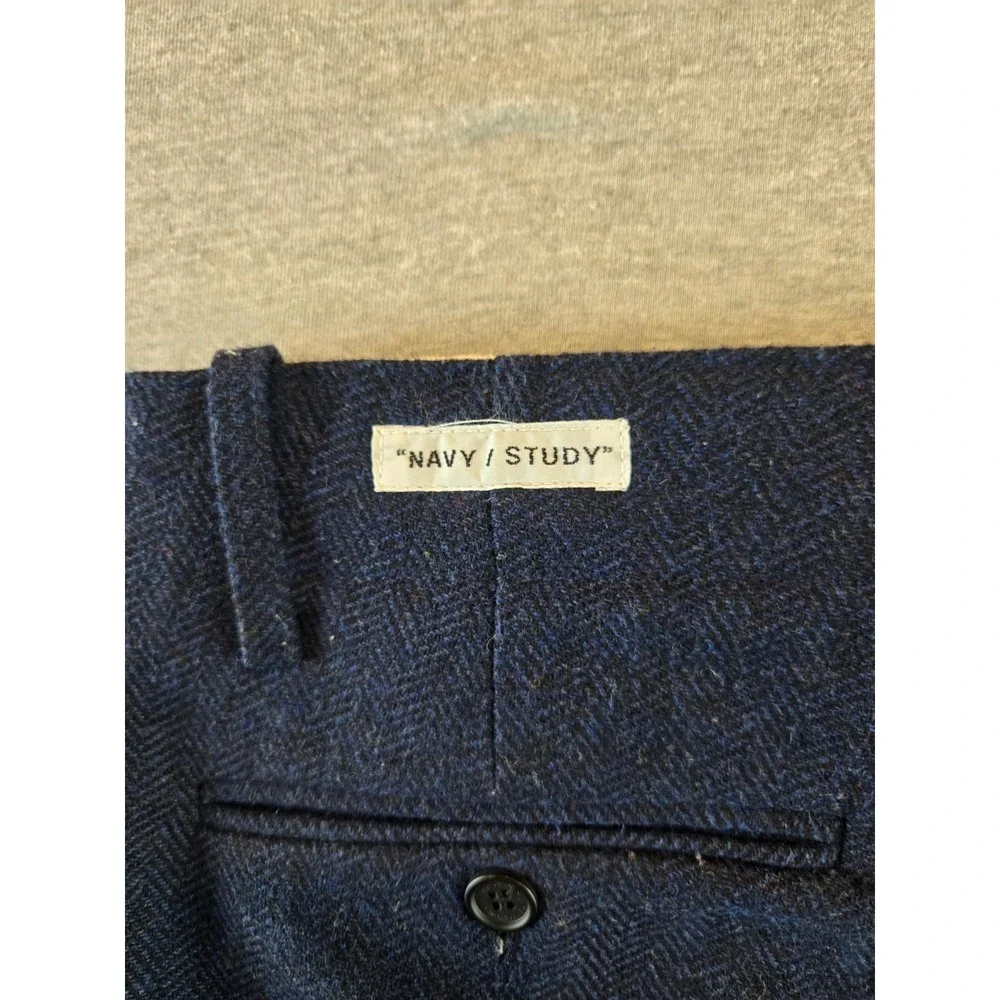Thisisneverthat Pants Mens M‎ Navy Study Chevron Wool Trousers Crop 2014 F/W